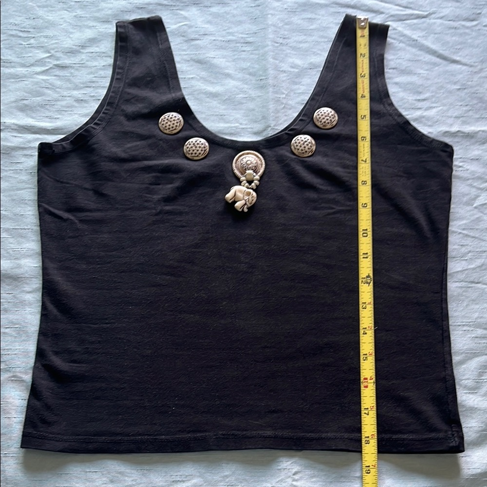 Vintage Black Sleeveless Embellished Crop Tank Top - Picture 4 of 5